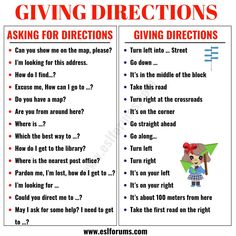 two worksheets with the words giving directions, asking for directions and other questions