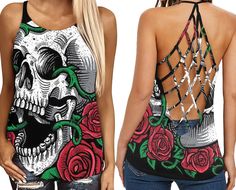 Skull criss cross tank top HA Easy 30 day return policy Screaming Skull, Cross Tank Top, Skull Tank Top, Hippie Summer, Criss Cross Tank Top, Skull Tank, Spaghetti Strap Tank Top, Fashion Company, Criss Cross