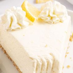 a slice of lemonade pie on a plate