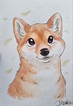 a drawing of a dog's face with brown eyes