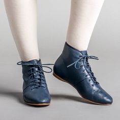 All Women's Shoes Medium Width Lace-up Ankle Boots With Leather Sole, American Duchess Shoes, Regency Shoes, Aesthetics Clothes, Historical Shoes, American Duchess, Spring Heels, Fantasy Au, Navy Flats