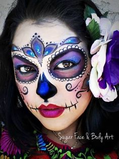 Sugar skull #mexico #dayofthedead Sugar Skull Face Paint, Halloween Makeup Sugar Skull, Day Of The Dead Mask, Halloween Sugar Skull, Skull Face Paint, Sugar Skull Face, Dead Makeup, Sugar Skull Halloween