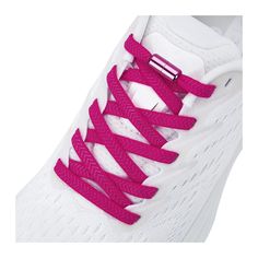 the shoe laces are pink and white