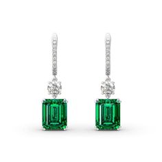 🖤8 CT Green Emerald And White Round Cut Lab Grown Diamond Earrings in 14K White Gold . A blend of sophistication and brilliance awaits. Perfect May Birthstone Jewelry Their Celebrity Style Design Makes Them Perfect As Prom Jewelry or Bridal Jewelry For Those Big Events.🖤 🖤Gemstone Details🖤 ➜ Stone Type : Emerald ➜ Gemstone Color Can Be Customized As Per Your Choice. ➜ Color : E F Color ➜ Purity : Vvv-Vs1 ➜ IGI Certified Diamond ➜ Cut Grade: Excellent 🖤Side Stone Details🖤 ➜ Stone Type: Roun Jeulia Jewelry, Emerald Drop Earrings, Silver Earrings Online, Bridal Party Jewelry, Prom Jewelry, May Birthstone, Custom Earrings, Emerald Earrings, Sterling Silver Hoop Earrings