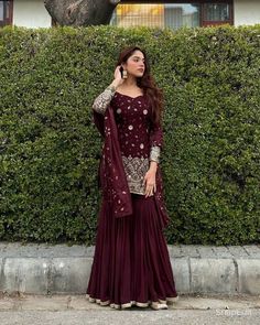 #ad Premium Quality ETHINIC WEAR HEAVY CHINON SILK TOP AND SHARARA WITH DUPATTA FOR PARTY WEAR, Fashion Women's Dresses Wedding Fits, Party Wear For Women, Sharara Designs, Saree Bollywood, Pakistani Salwar, Gaun Fashion, Indian Party Wear, Female Dress, Desi Fashion Casual