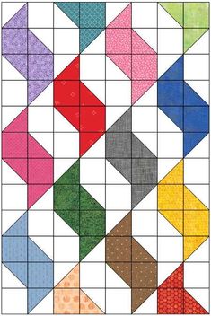 a quilt pattern with different colored squares on it