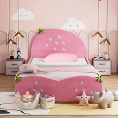 PRICES MAY VARY. ✨【Sweet Dream Castle for Bedroom】This kids bed for girls are designed in all pink color with cute pattern, which is exactly what the big girls want in their princess bedroom. This twin bed frames is upholstered with sponge to add comfort and durability and it will be an attractive and appealing pink bed to let your little girls play and sleep in sweet dream. ✨【Twin Bed Frames for Girls】This kids bed for girls are twin size bed frame, not full size, and it fits the twin size matt Twin Bed Platform, Wooden Twin Bed, Kids Twin Bed Frame, Twin Bed Frames, Kids Vanity Set, Kids Beds For Boys, Toddler Bed Frame, Kids Recliners, Kids Twin Bed