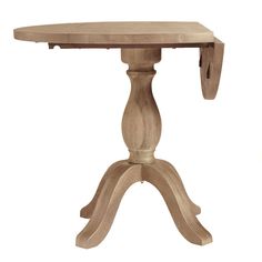 a wooden table with an oval shaped top and two legs on one leg, in the shape of a pedestal