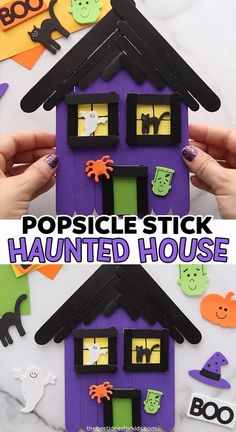 this popsicle stick halloween house is so cute and easy to make