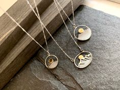 Mountain Necklace Moon Necklace Moon and Mountain pendants Necklace, Sterling Silver Celestial Pendants Necklace Graduation gift for her Grandma Necklace Birthstone, Grandmother Jewelry, Moon Phases Necklace, Mountain Necklace, Mothers Bracelet, Necklace Moon, Crescent Necklace, Natural Stone Earrings, Pendants Necklace