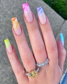 Top 30 Summer French Nails 2024: Trendy Designs & Chic Styles Unghie Sfumate, Fake Nails Long, Nagel Tips, Fake Nails With Glue, Colorful Nails, Ballerina Nails, Rainbow Nails, Girls Nails, Luxury Nails