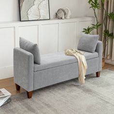 This modern storage bench adds both style and functionality to your entryway or living room. Crafted with a Hand-built frame, it features a rectangular silhouette with clean lines. The bench is upholstered in smooth 100% polyester fabric, lending an art deco touch to your space. The foam-filled seat offers just the right amount of support, while the flip-top design reveals hidden storage for extra blankets and pillows. Pair this bench with other contemporary furniture pieces to enhance your home Bench At End Of King Bed, King Size Bed Modern, End Of Bed Ottoman, Bed Ottoman, Modern Storage Bench, Bed Ottoman Bench, Mini Sofa, Storage Bench Bedroom, Long Bench