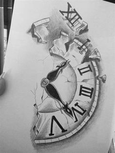 a drawing of a clock with the word time on it