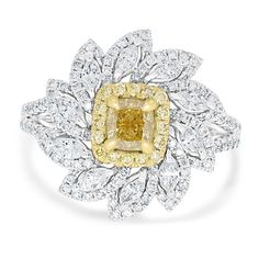 0.59ct Yellow Diamond Rings with 0.97tct Diamond set in 14K Two Tone Gold Fancy Yellow Diamond Ring, Yellow Diamond Ring, Fancy Light, Colored Diamond Rings, Yellow Diamonds, Yellow Diamond Rings, Fancy Lights, Fancy Yellow Diamond, Yellow Jewelry