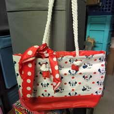 Sturdy Disney Minnie Mouse Tote With Rope Handles And Red Polka-Dot Handle. Still Has Original Tags Attached Canvas And Faux Leather With Solid Red Lining Inside. Approximately 11x15. Trendy Red Bags For Disney Trips, Red Mickey Mouse Casual Bag, Cute Red Bag For Disney Trips, Casual Red Mickey Mouse Bag, Casual Minnie Mouse Bag For Everyday Use, Disney Minnie Mouse Red Bags, Casual White Minnie Mouse Bag, Red Minnie Mouse Bag For Daily Use, Cute Red Minnie Mouse Bag