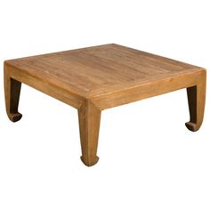 a square wooden table with two legs