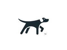 a black and white dog logo on a white background