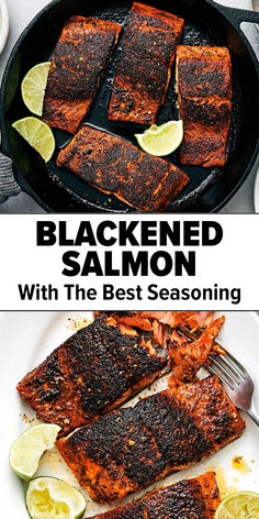 Blackened salmon. Cast Iron Salmon, Blackened Salmon Recipes, Salmon Dinner Recipes, Oven Salmon, Salmon Recipes Pan Seared, Salmon Filets, Homemade Cajun Seasoning, Blackened Salmon