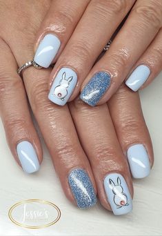 Baby Blue Easter Nails, Easter Nails Blue, Easter Bunny Nails Design, Blue Easter Nails, Elegant Easter Nails, Classy Easter Nails, Paste Nails, Easter Nail Ideas Spring, Easter Spring Nails