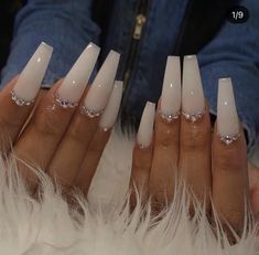 White Nails Short, Drip Nails, White Acrylic Nails, Cute Acrylic Nail Designs, Fall Acrylic Nails, Coffin Nails Long, Long Square Acrylic Nails