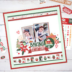 a christmas card with two photos on the front and back, one is for baking