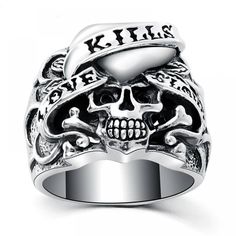 Steampunk Silver Vintage Gothic Skull Ring - https://lordsteampunk.com/steampunk-silver-vintage-gothic-skull-ring/ Price: 0.00 & FREE Shipping #steampunk #steampunkgirly #steampunkstyle #steampunkgirl #steampunkart Men Pinky Ring, Man Rings, Rings Heart, Biker Jewelry, Gothic Skull, Vintage Gothic