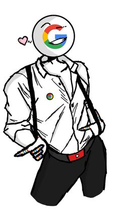 a drawing of a man with google on his head and suspenders, holding a cell phone in his hand