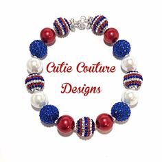 4th of July Necklace Red White and Blue by WeAreCutieCouture, $20.00 Patriotic Round Beads Necklace Gift, Patriotic Adjustable Colorful Beads Jewelry, Patriotic Round Beads Necklace As Gift, Patriotic Round Beads Jewelry Gift, Adjustable Patriotic Jewelry With Colorful Beads, Blue Jewelry With Colorful Beads For Birthday, Patriotic Multicolor Necklaces For Gifts, Patriotic Blue Beaded Necklace For Gifts, Patriotic Blue Beaded Necklace