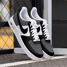 Custom Nike Air Force 1 Shoes Black And Gray – unitecustom Gray Air Force 1, Mens Sneakers Fashion, Black Shoes Mens, Shoes Sneakers For Men, Custom Nike Air Force 1, Iconic Sneakers, Custom Nike Air Force, Air Force 1 Shoes, Custom Af1