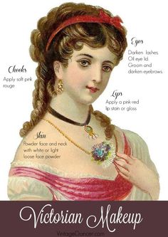 Victorian Makeup Guide & Beauty History- How to get the look, what makeup to use, and where to buy historical makeup and beauty products for your vanity 19th Century Makeup, 1800s Makeup, 1900's Makeup, Era Makeup, Victorian Makeup, Period Makeup, Vintage Makeup Vanities, Historical Makeup, Red Lip Stain