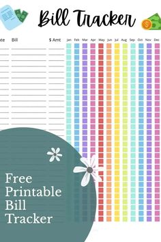 the free printable bill tracker is perfect for kids to use on their money bills