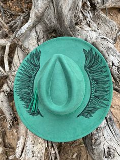 Green Western Hats For Spring, Green Western Style Hats For Spring, Green Western Hat Bands For Summer, Green Western Fedora For Summer, Green Summer Western Fedora, Green Summer Hat For Rodeo, Green Bohemian Hat Bands For Spring, Summer Felt Hat For Country Events, Summer Fedora Felt Hat For Country Events