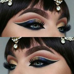 Egyptian Eye Makeup, Cleopatra Makeup, Egyptian Halloween, Eyes Jewelry, Egyptian Makeup, Arabic Makeup, Apply Makeup, Dipbrow, Blue Eyeshadow