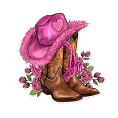 Valentines day boots cowgirl hat and roses sticker. These kiss cut stickers can be cut in any shape you want, while also leaving a wide enough border around your design for smooth peeling.Valentines day boots cowgirl hat and roses, Valentines day, Boots, Cowgirl hat and roses, Valentines day boots, Western valentines day pink,  By Artistshot. Roses Digital Art, Cowgirl Clipart, Cowboy Hat Design, Boots Png, Roses Png, Design Valentines Day, Botas Western, Pink Cowboy Boots, Pink Cowboy Hat