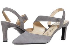 Calvin Klein Larin - Women's Shoes : Grey : The Calvin Klein Larin adds a touch of elegance to your everyday style with a strap that curves across the instep and continues to the heel. Slip on style. Sling back pump in a pointed toe silhouette. Low profile heel. Leather upper. Man made lining and outsole. Imported. Measurements: Heel Height: 3 in Weight: 8.25 oz Product measurements were taken using size 9, width M. Please note that measurements may vary by size. Weight of footwear is based on a Classic Calvin Klein Evening Heels, Spring Formal Court Shoes With Heel Loop, Calvin Klein Heels With Padded Heel For Work, Modern Calvin Klein Ankle Strap Heels, Calvin Klein Elegant Medium Width Heels, Fitted Pointed Toe Slingback Pumps, Fitted Slingback Pumps With Heel Loop And Pointed Toe, Calvin Klein Elegant Formal Heels, Elegant Calvin Klein Heels For Formal Occasions