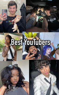 the collage shows many different people with their pictures and text that says best youtubeers