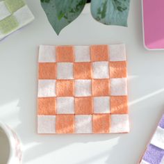 Felt Checkered Coasters: Orange Felt Coasters Free Pattern, Diy Checker Board, Yw Activities, Felt Coasters, Perspective Drawing Lessons, Quiet Activities, Diy Coasters, Checkerboard Pattern, Ceramic Coasters