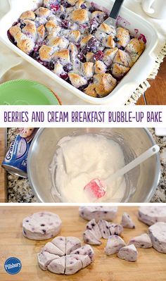 berries and cream breakfast bubble - up bake is an easy dessert that's ready to be eaten