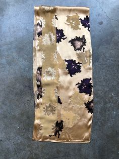 "Either pure silk or a silk and rayon blend. Measures approx:12\"x 58\"" Tie Dye Hippie, Purple Plum, Tie Scarf, Floral Fit, Long Neck, Linen Blouse, Sheer Chiffon, Neck Scarf, Red Wool