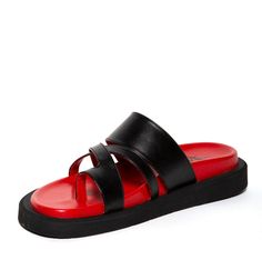 Meet The Exodus.A wardrobe must-have! These iconic sandals feature a contoured vibrant red insole, contrasting vegan leather strappings & embossed "Von D" sole. Designed by Kat Von D, handcrafted in Italy: Step into luxury with The Exodus Details Asymmetrical strapping Black vegan composite sole Comfortable Red vegan leather insole “Von D" monogram detail on sole 1” Rise Made with love in Italy Size & Fit To ensure the perfect fit, refer to our size chart.These gorgeous shoes are hand-made in It Male Slides, D Monogram, Love In Italy, Sandals Ideas, The Exodus, Melissa Shoes, Black Vegan, Kat Von, Gorgeous Shoes