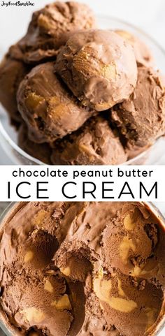 chocolate peanut butter ice cream in a bowl