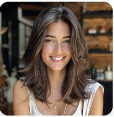 Different Type Of Haircuts, Short Layers Haircuts For Medium Hair, Medium Length Haircut For Heart Face, Updo Face Framing, Hairstyles 2024 Women, Top Haircuts For Women 2024, Long Bob With Face Framing Layers, Long Bob Layers, Brunette Hair Medium