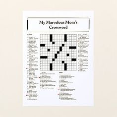 a crossword puzzle with the words'my marvelous mom's crossword '