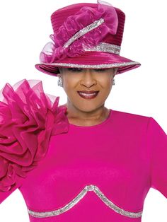 Dorinda H5481 magenta pink hat Church Lady Hats, Church Attire, Elegant Hats, Fancy Hats, Classy Dress Outfits, Church Hats, Matching Dresses, Classy Dress, Hats For Women