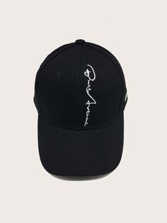 Color: Black Color: Black Pattern Type: Letter Type: Baseball Cap Material: Cotton Composition: 100% Cotton Crown : 22.8 Baseball Cap For Women, Embroidery Baseball, Women Hats, Hats Women, Types Of Lettering, Letter Embroidery, Womens Baseball Cap, Caps For Women, Black Pattern