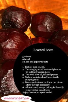 roasted beets on a plate with a poem below it that reads, roasted beets