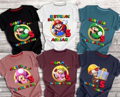 mario bros birthday tshirts for boys and girls