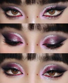 NANA Osaki Inspired Eyeshadow Palette Gothic Makeup Smokey - Etsy Canada Rocky Horror Eye Makeup, Iridescent Make Up Looks, Maroon And Black Eyeshadow, Emo Barbie Makeup, Theater Makeup Looks, Drastic Makeup Looks, Purple Goth Eye Makeup, Phantom Of The Opera Inspired Makeup, Eye Shadow Inspirations