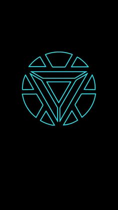 a black background with a neon blue logo on it