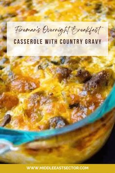 casserole with country gravy in a glass dish